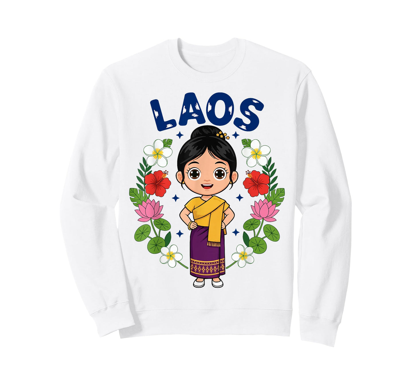 Laos Laotian Girl Traditional Dress Flowers Heritage T-Shirt