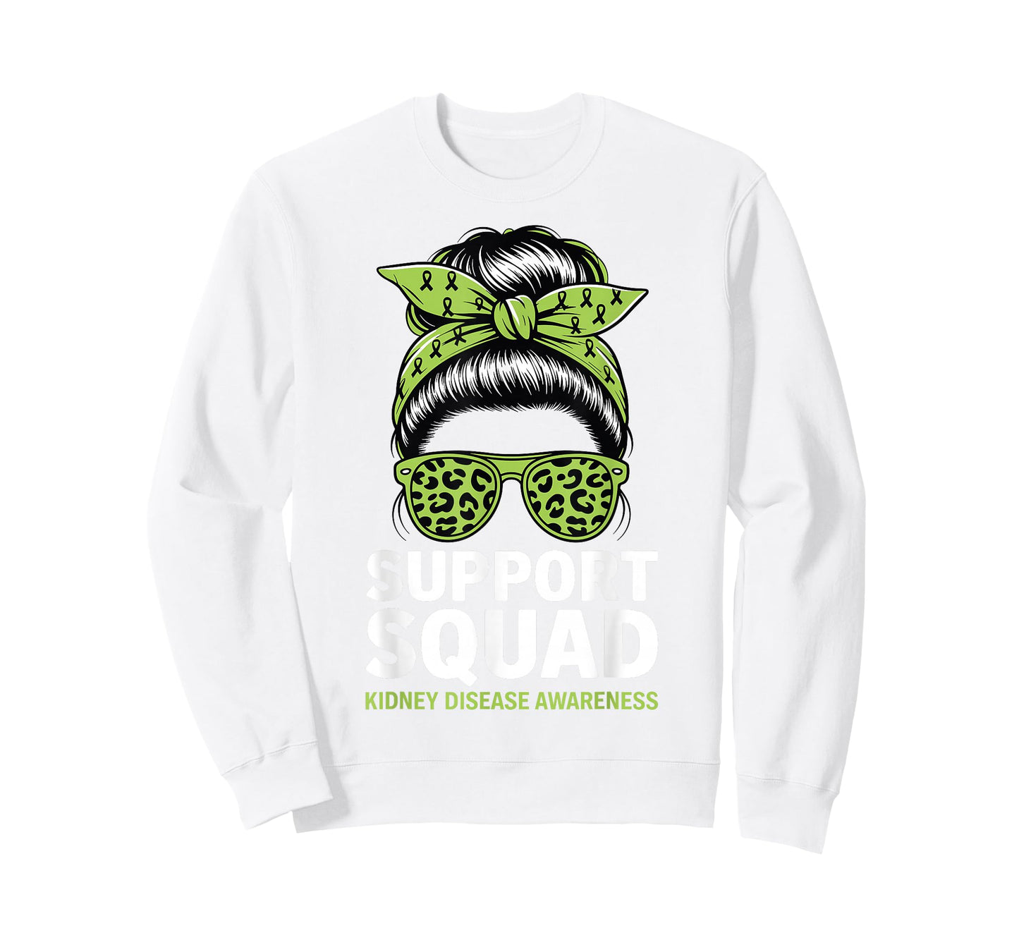 Kidney Disease Awareness Messy Bun Support Squad T-Shirt