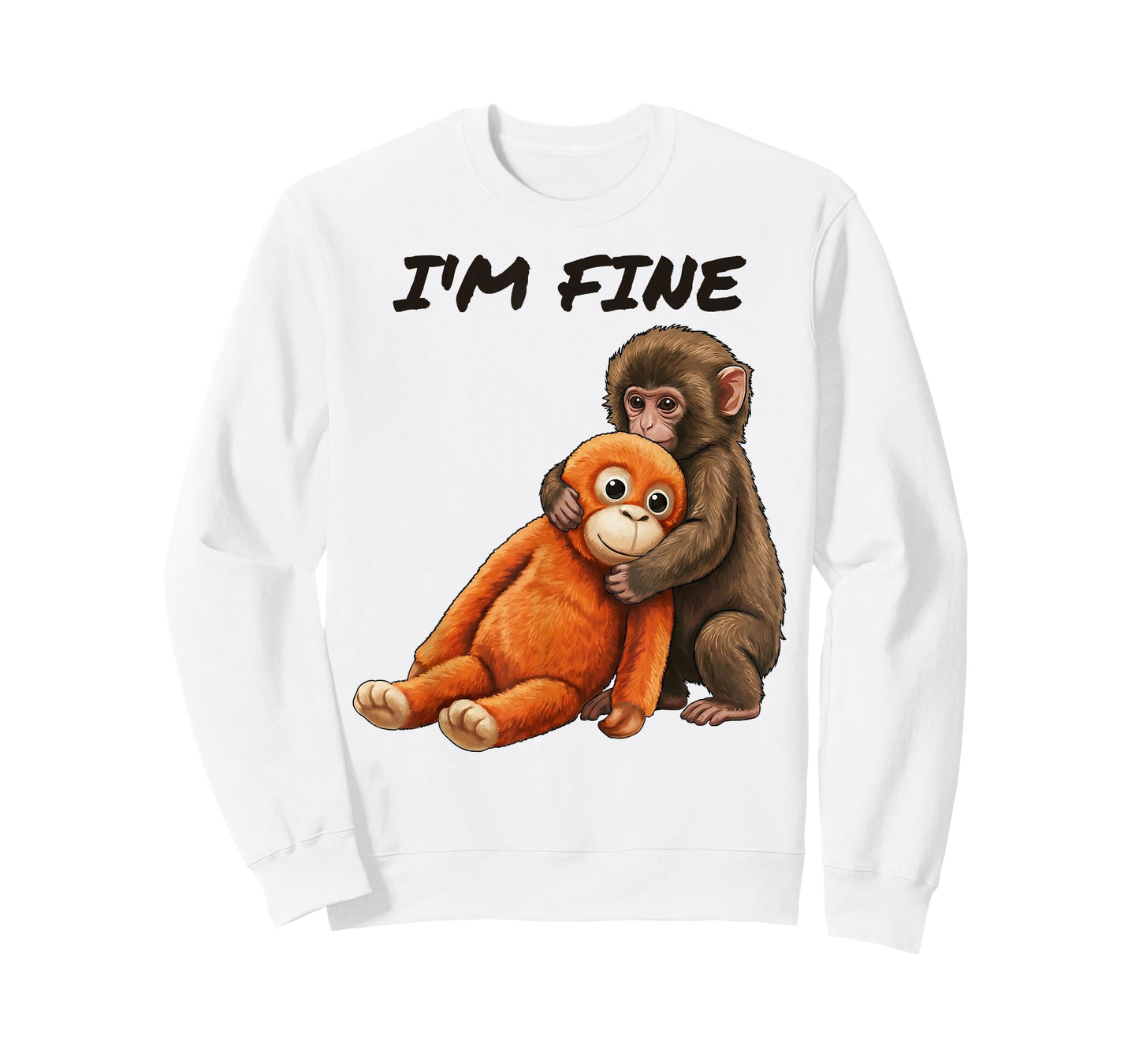 Sad Monkey Punch Meme with an Orange Toy I'm Fine T-Shirt