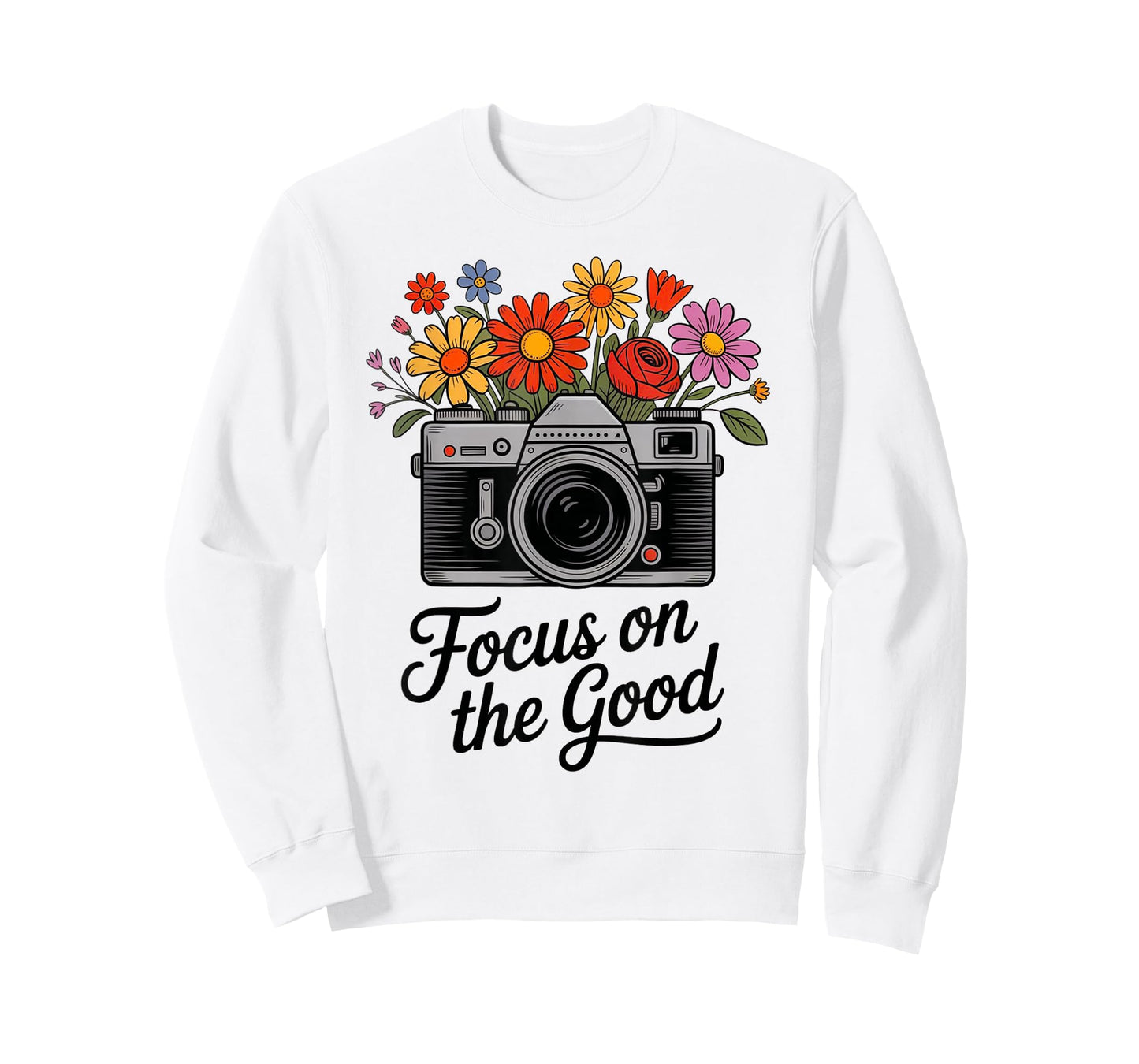 Focus On The Good Vintage Camera & Flowers Positive T-Shirt