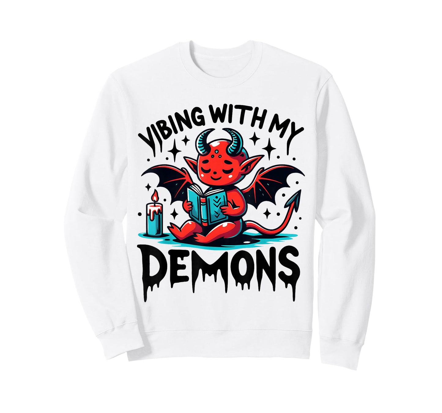 Vibing with My Demons Cute Devil Aesthetic Quote T-Shirt