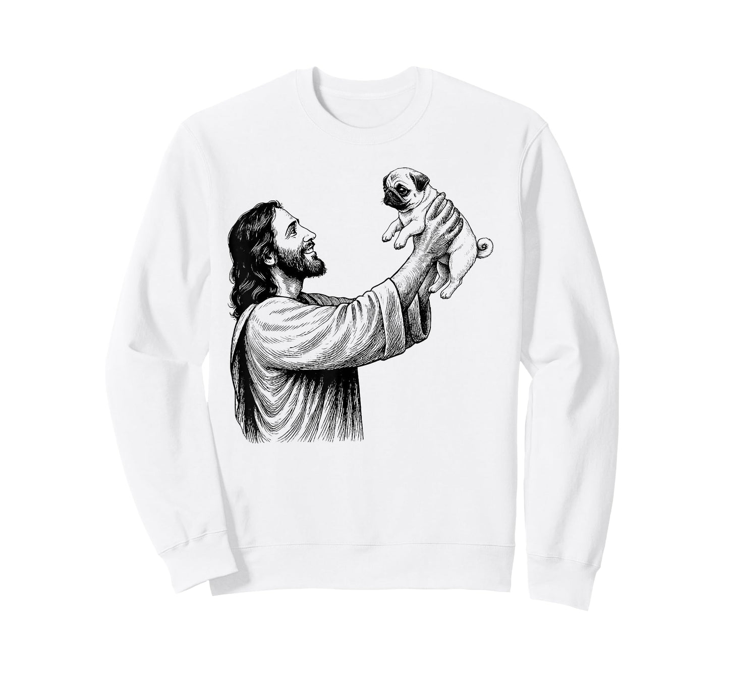 Jesus Holding Pug Religious Dog Lover T-Shirt