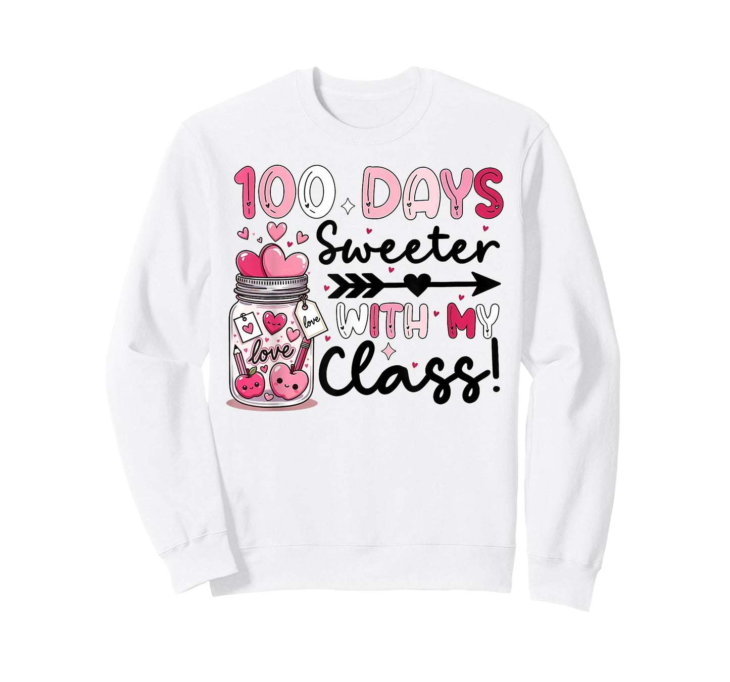 100 Days Sweeter for Teachers Students Girls Women 100th Day T-Shirt