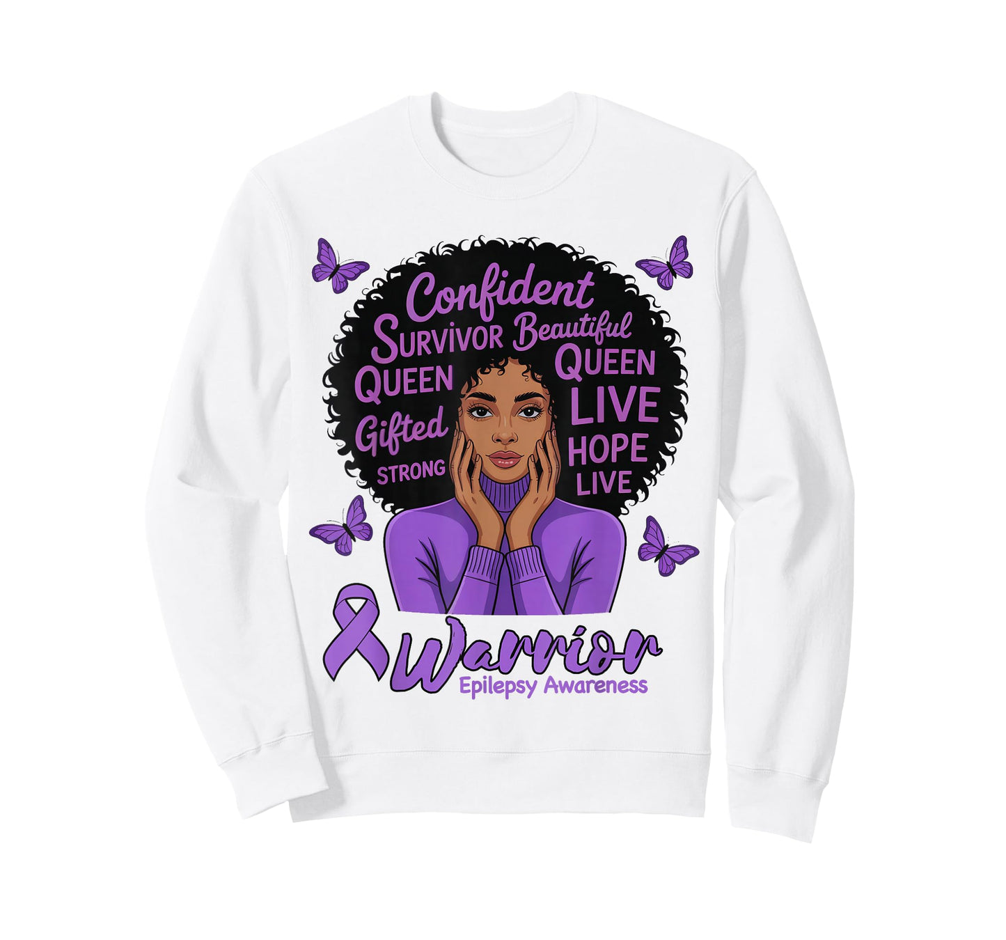 Epilepsy Women American African Queen Afro Mom Girls Purple T-Shirt