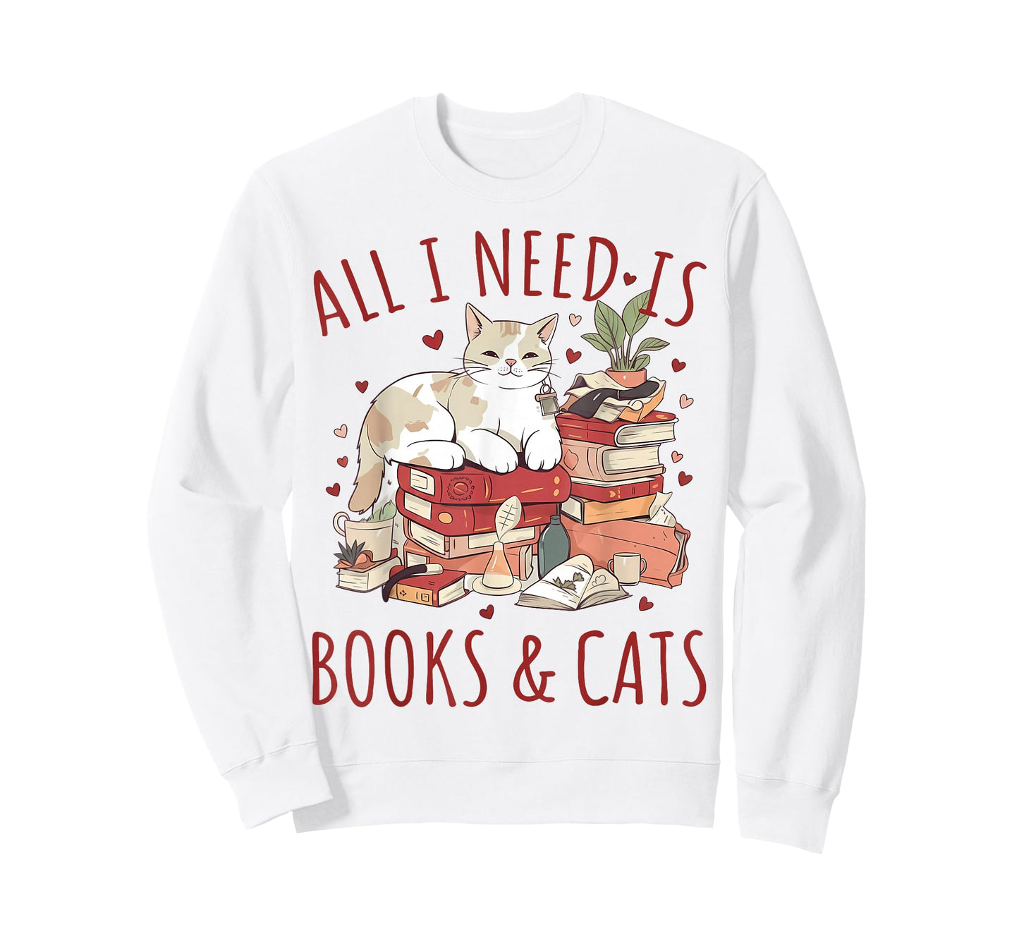 All I Need is Books and Cats Valentines Day Reading Bookworm T-Shirt