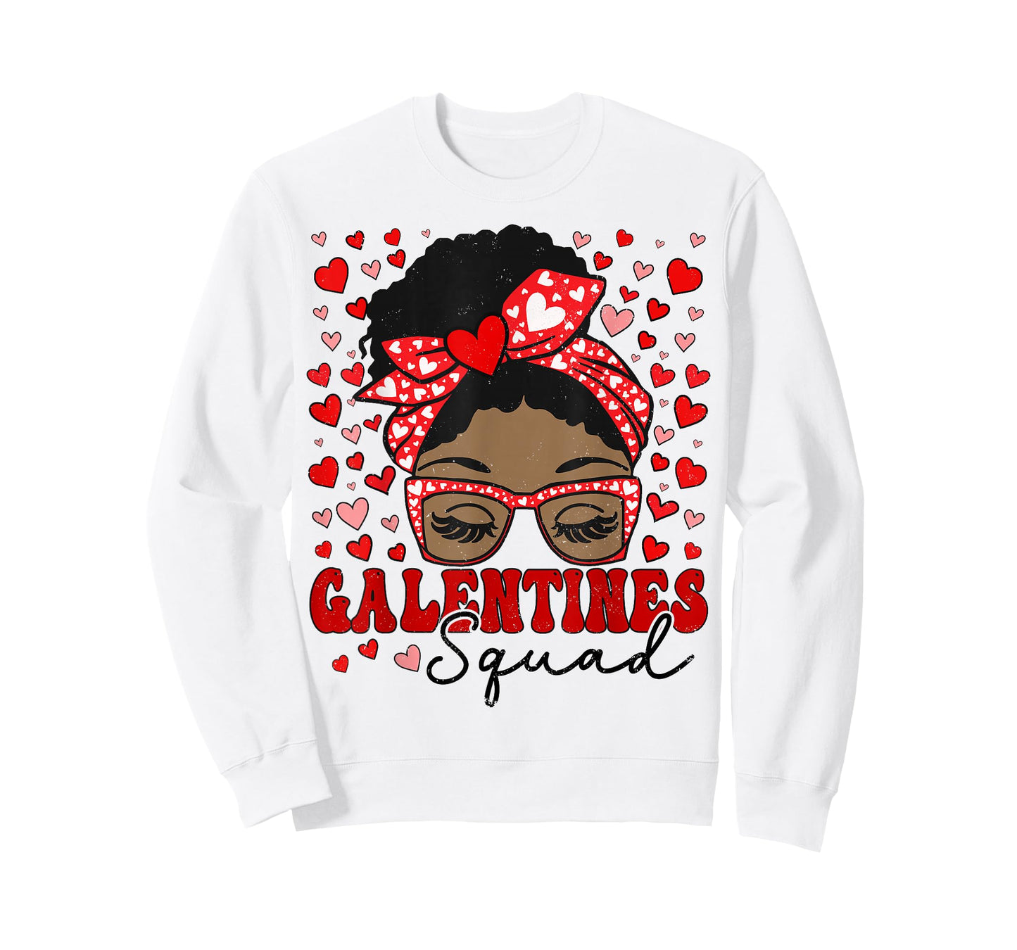 Galentines Squad Messy Bun Afro Galentine's Day Black Women T-Shirt
