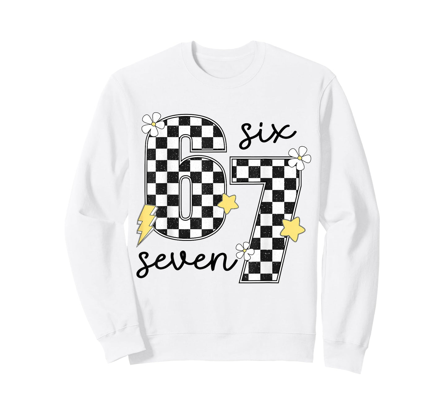 Funny 67 Six Seven Meme Slang 6-7 Checkered Number 6 7 T-Shirt