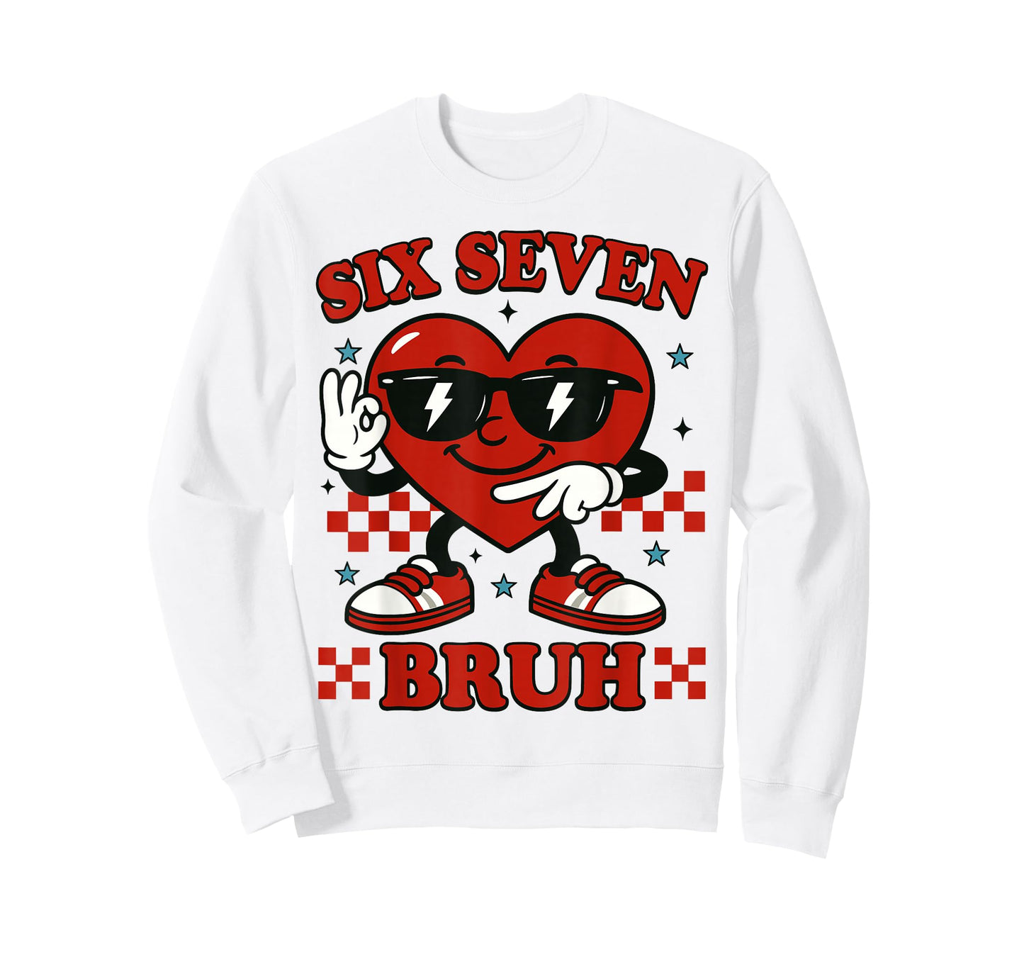 Six Seven Bruh Heart 6 7 Meme Valentine Boy Girl Kids T-Shirt