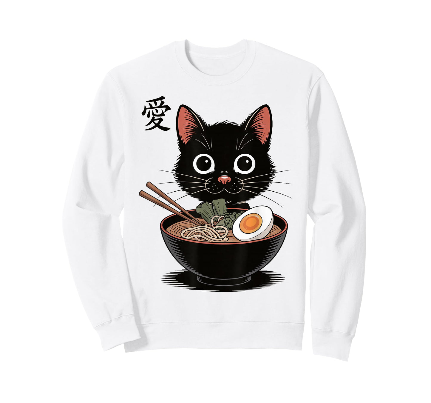 Funny Kawaii Ramen Cat Neko Anime Kanji Love Kitten Art T-Shirt