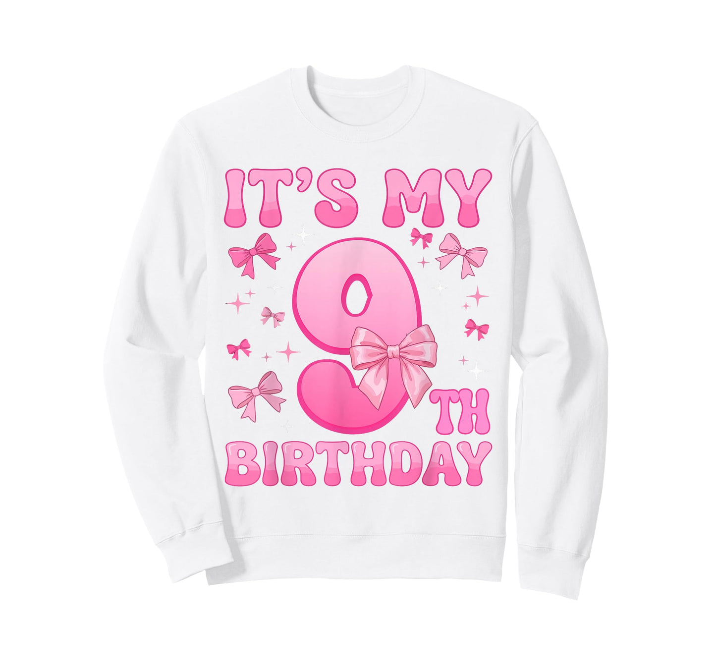 9th Birthday Shirt for Girls Coquette Bow Nine 9 Year Old T-Shirt