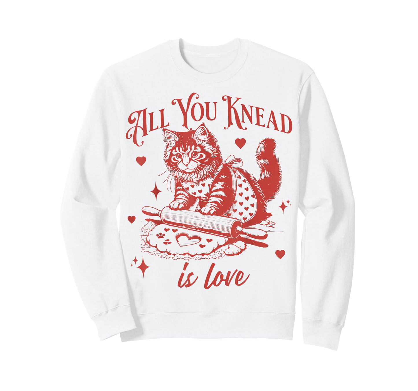 Vintage Cat Biscuits Kneading Dough Valentine's Day T-Shirt