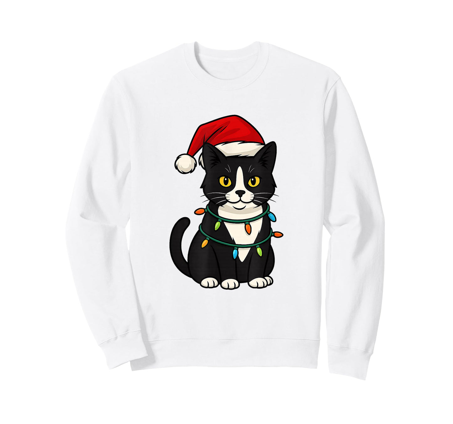 Cute Tuxedo Cat with Santa Hat Funny Christmas Xmas Gift T-Shirt