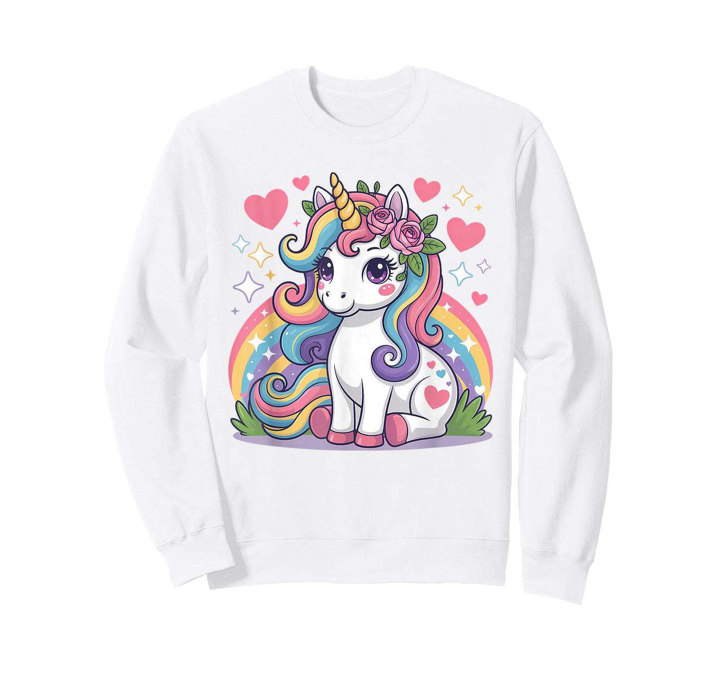 Super Cute Unicorn with Rainbow and Stars Unicorn T-Shirt