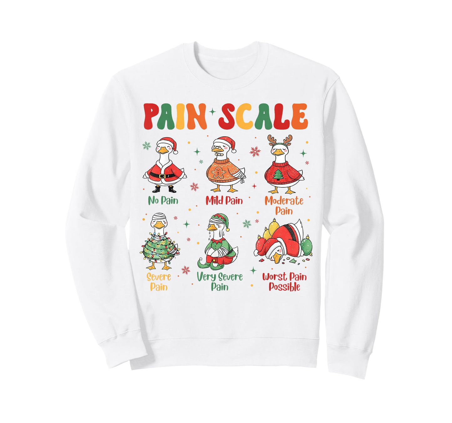 Pain Scale Funny Xmas Silly Goose Pain Scale Christmas Nurse T-Shirt