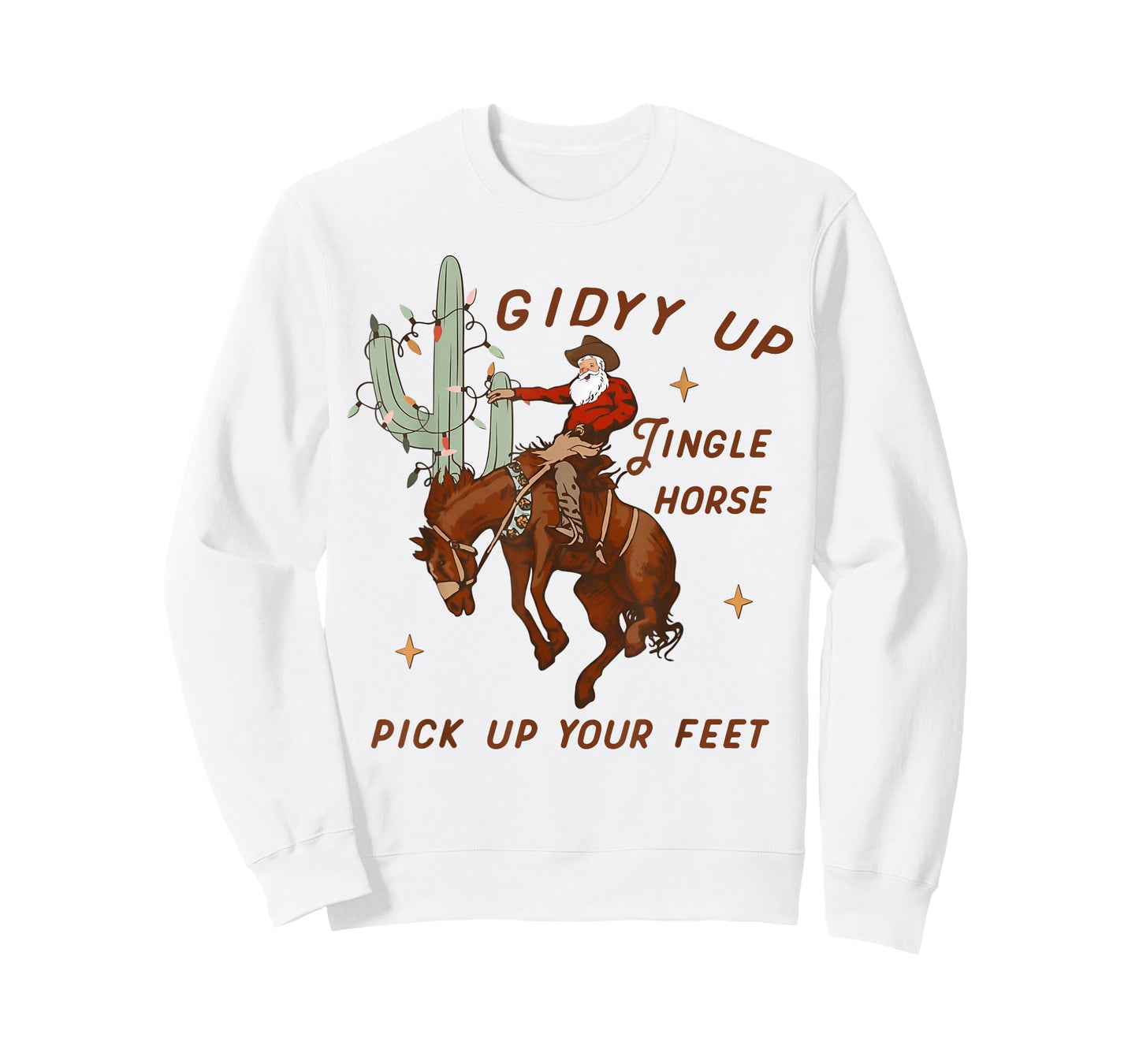 Giddy Up Jingle Horse Pick Up Your Feet - Santa Cowboy T-Shirt