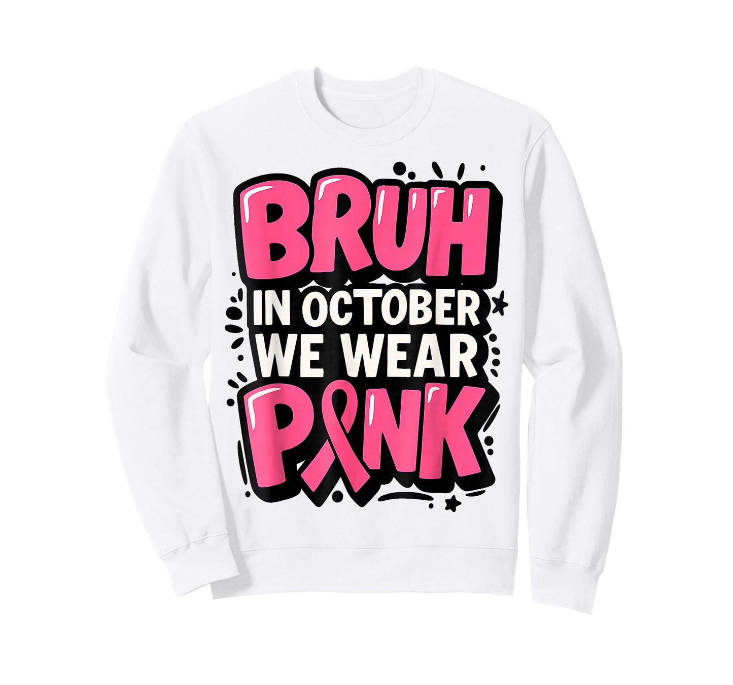 Bruh in October We Wear Pink Breast Cancer Toddler Boys Kids T-Shirt