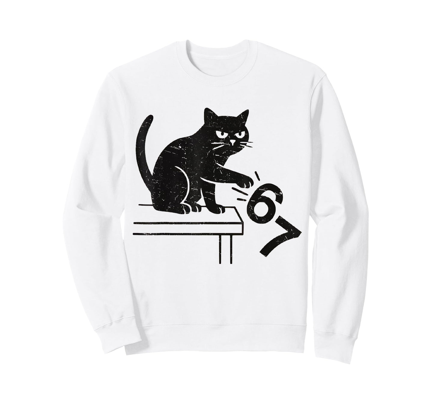 Funny 6 7 Meme Cat Knocking Off 67 T-Shirt