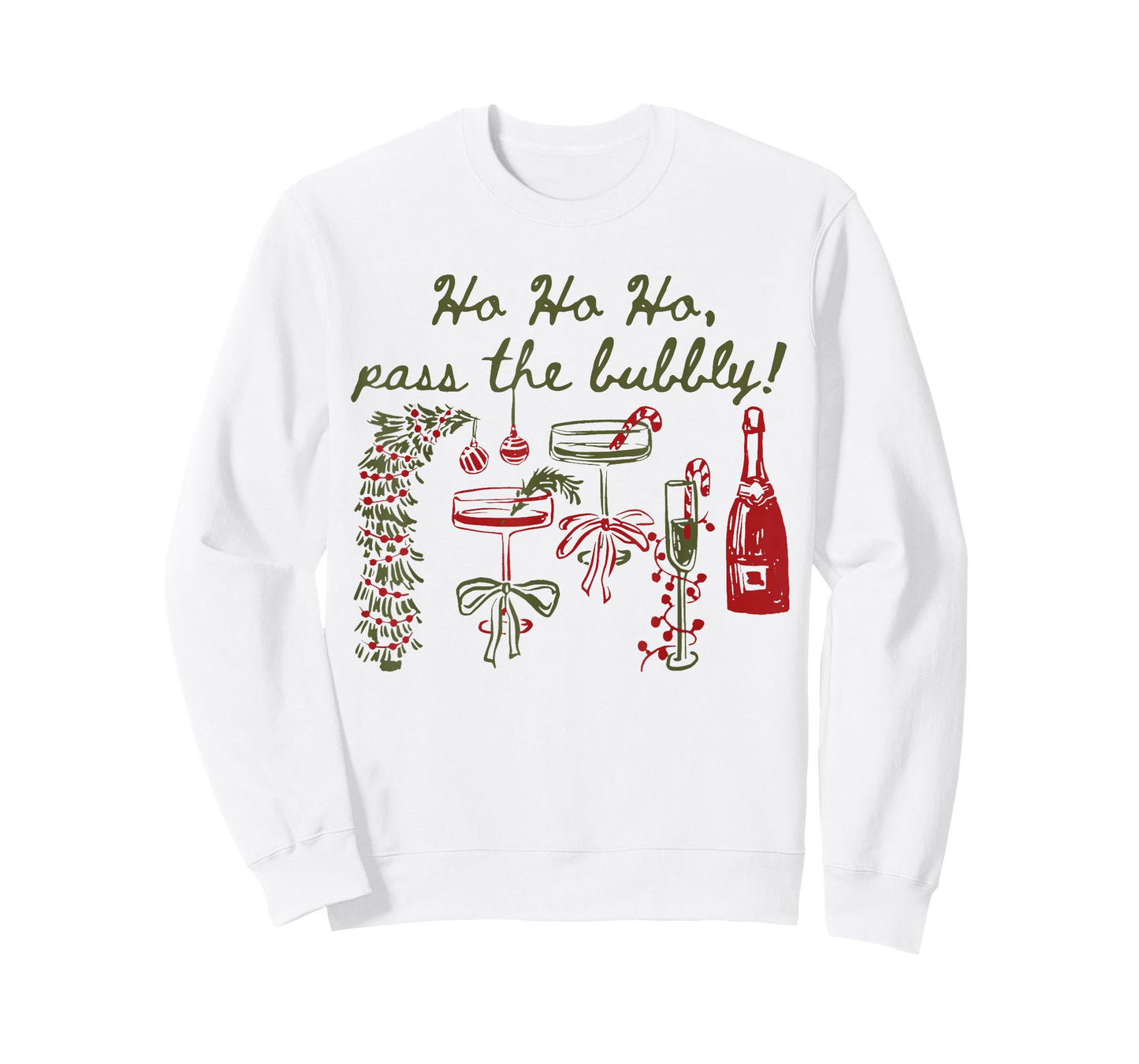Ho Ho Ho Pass The Bubbly Christmas Drinking Xmas Champagne T-Shirt