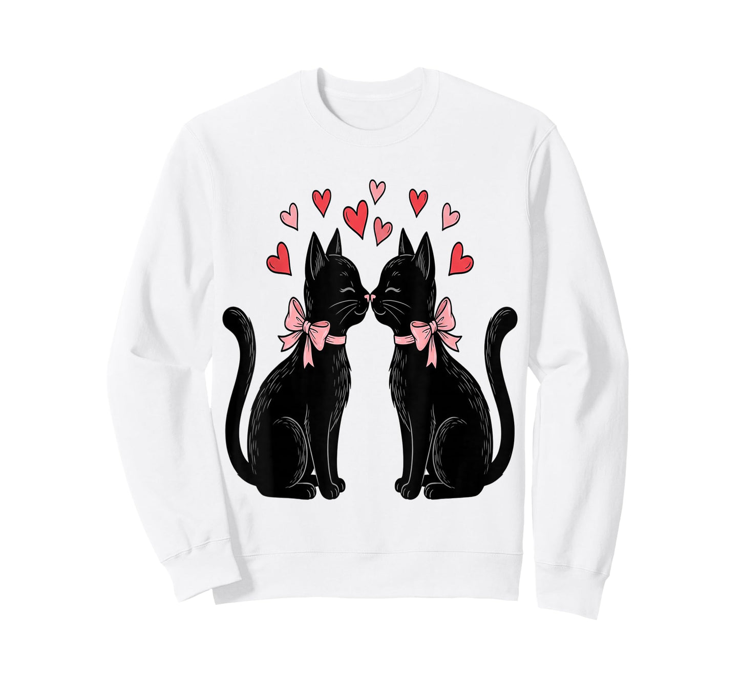Cute Cat Valentines with Hearts Meow Cats Valentine T-Shirt