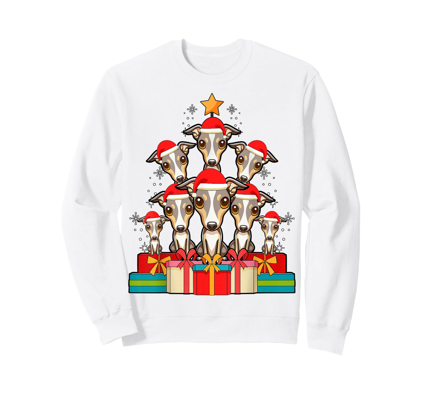 Cute Greyhound Iggy Italian Greyhound Christmas Tree Xmas T-Shirt