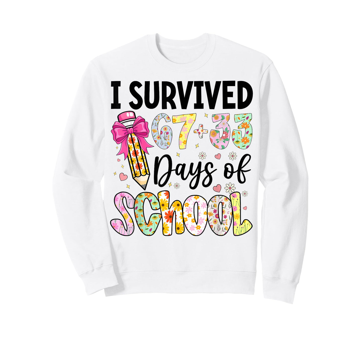 I Survived 67+33 Day of School Teacher 100 Days of School T-Shirt