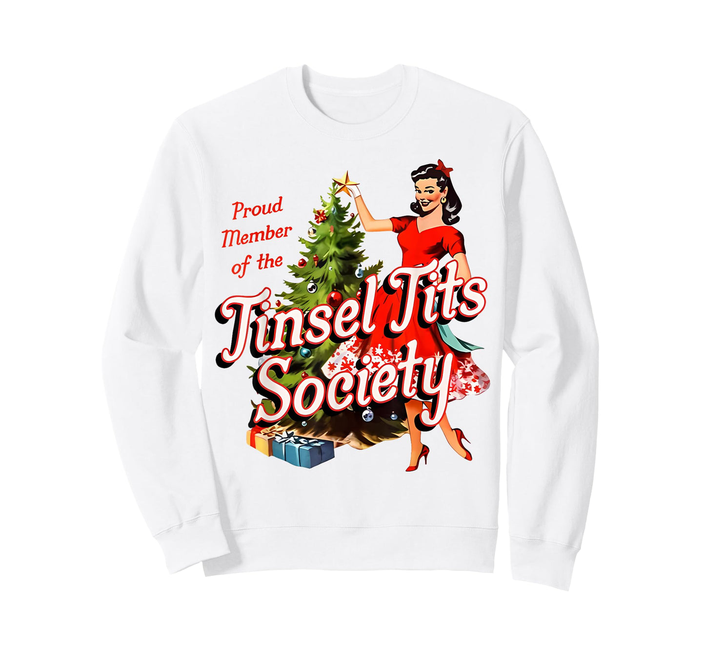 Proud Member of Tinsel Tits Society Lady Funny Christmas T-Shirt