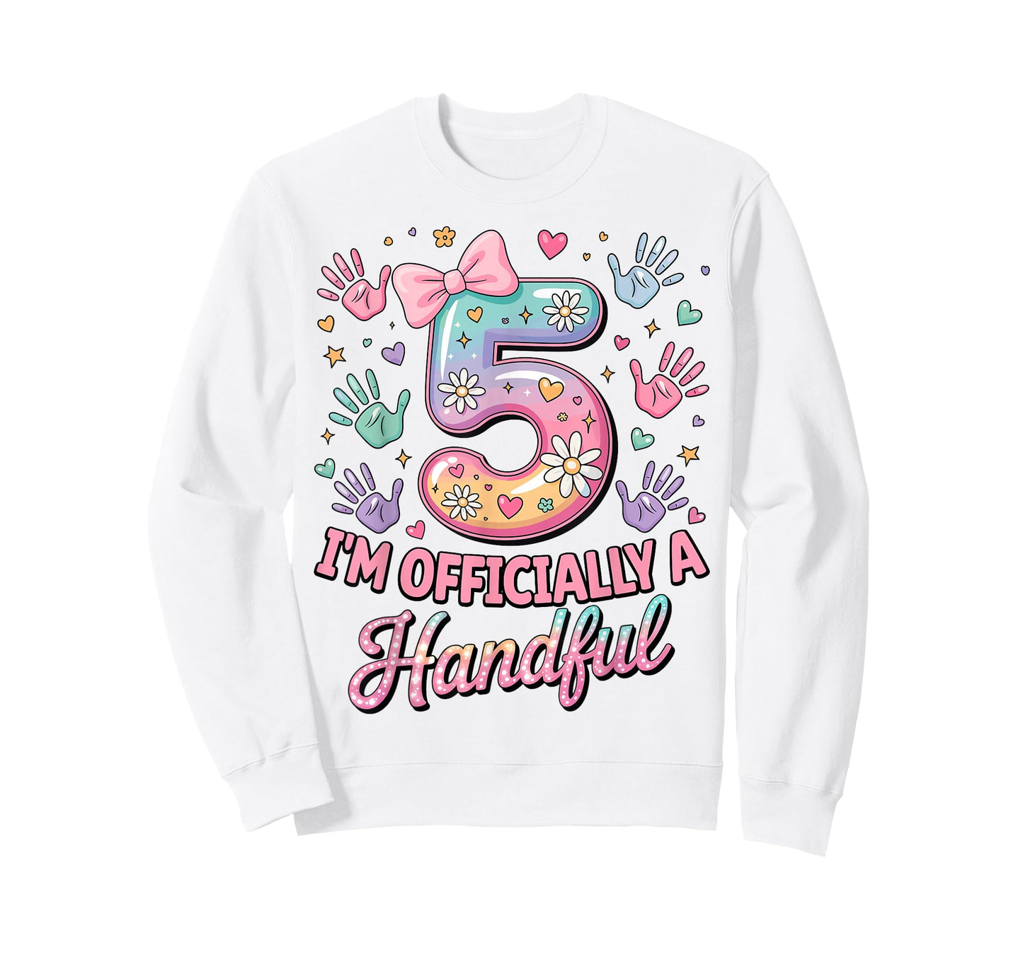 Kids I'm Officially A Handful Five 5th Birthday Girls Boys T-Shirt