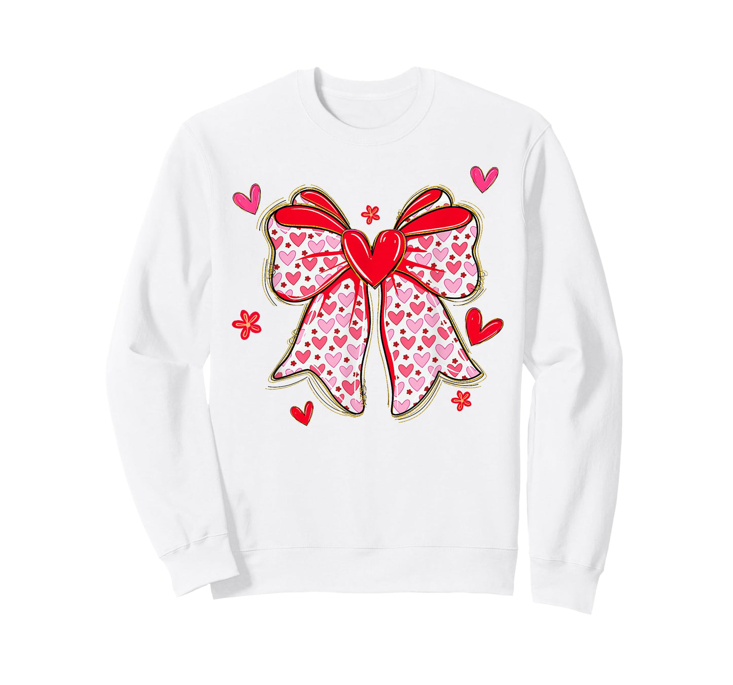 Valentines Day Hearts Coquette Bow Women Girls T-Shirt