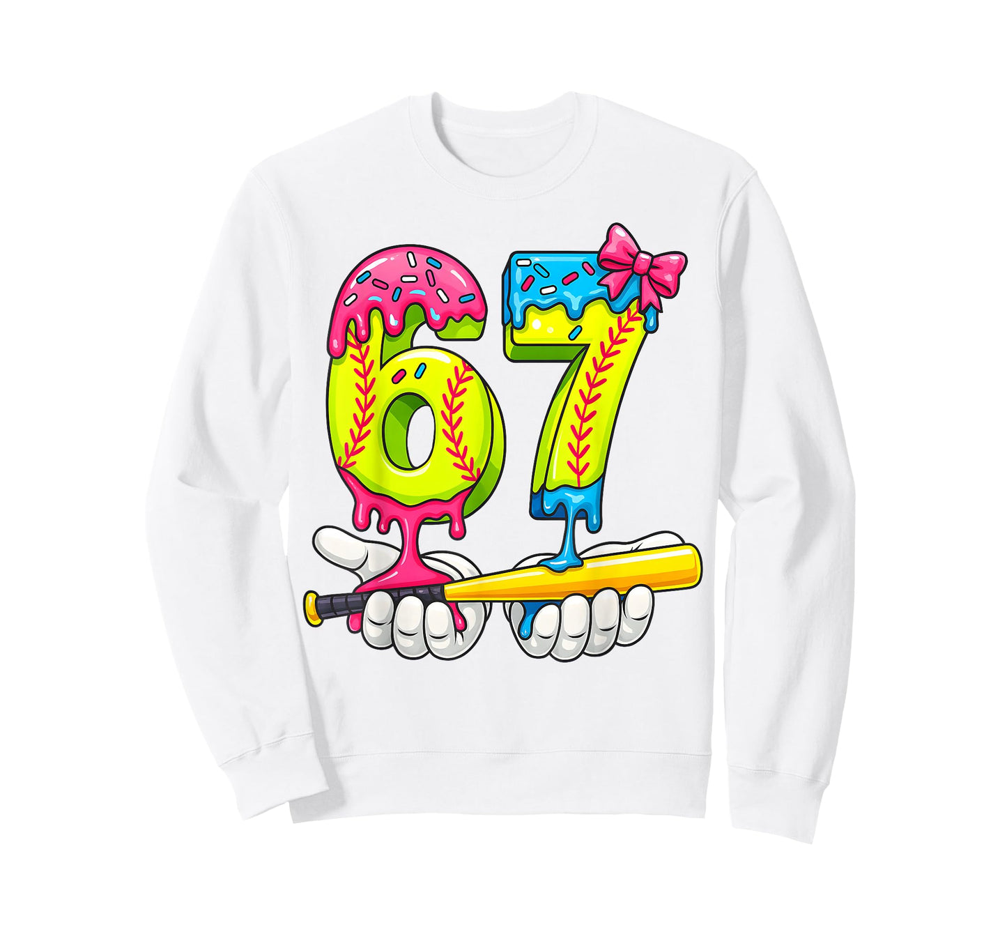 Softball 67 Ice Cream Drip Six Seven Boys Funny Meme T-Shirt