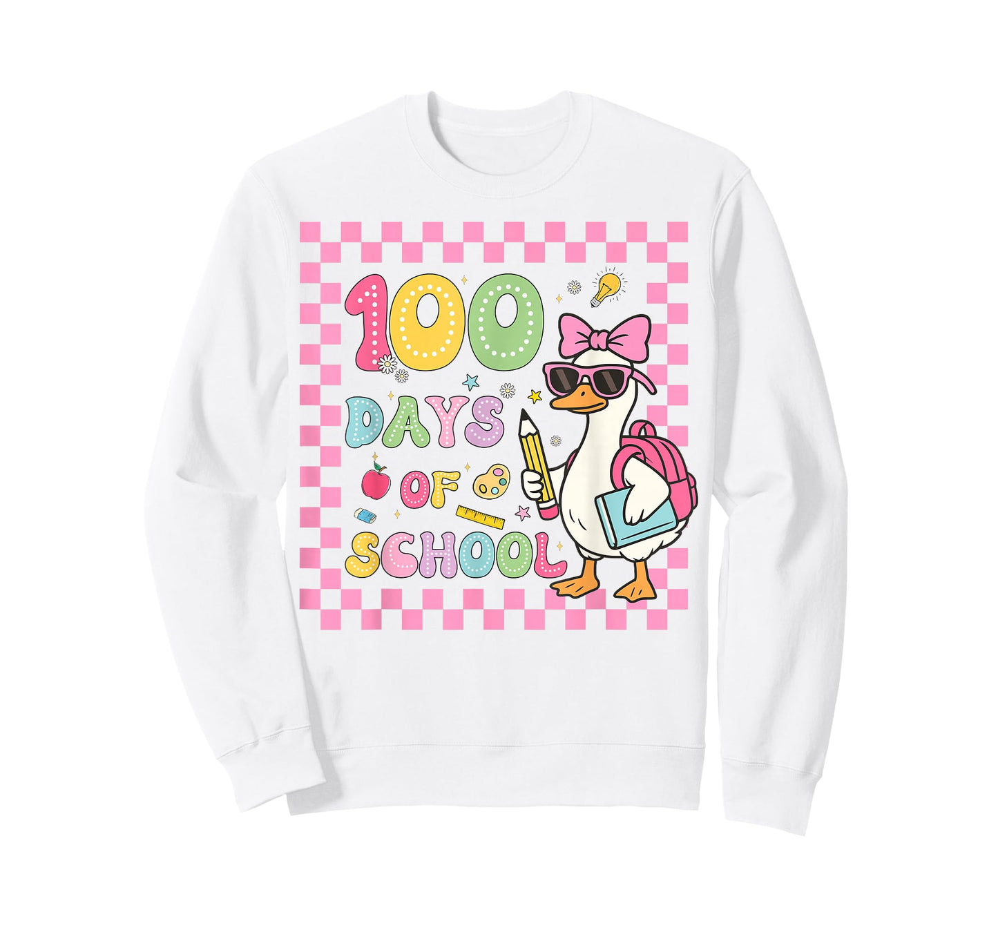100 Days of School Preppy Goose 100th Day of School Girls T-Shirt