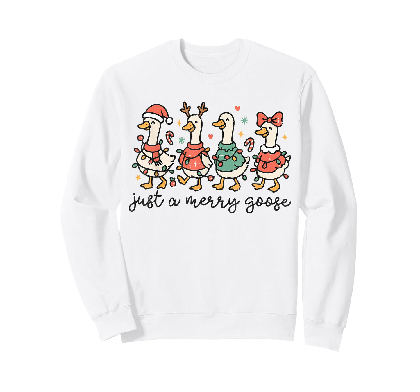Retro Funny Just A Merry Goose Christmas Lights Cute Xmas T-Shirt
