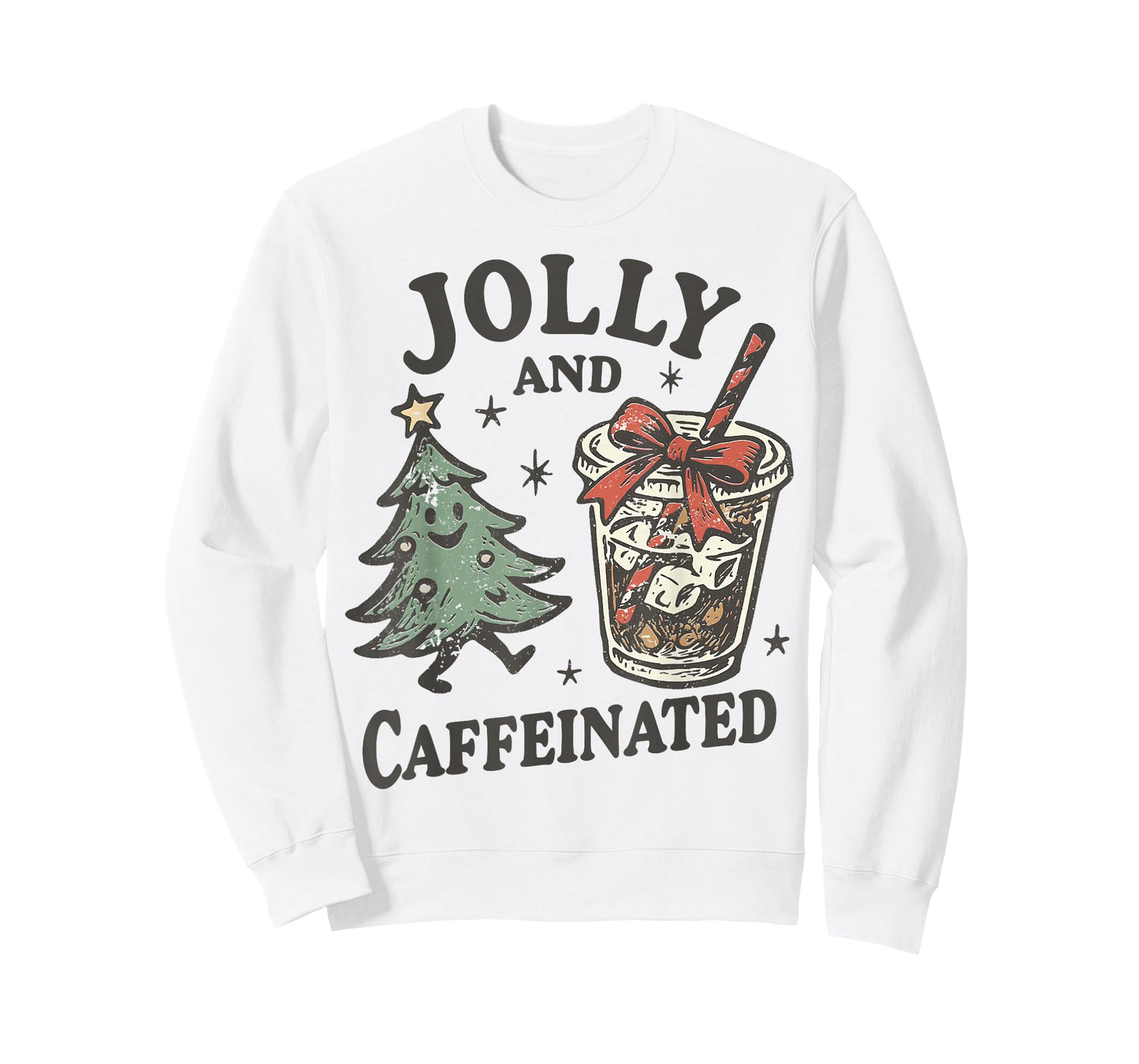 Funny Jolly and Caffeinated Christmas Tree Coffee Holiday T-Shirt