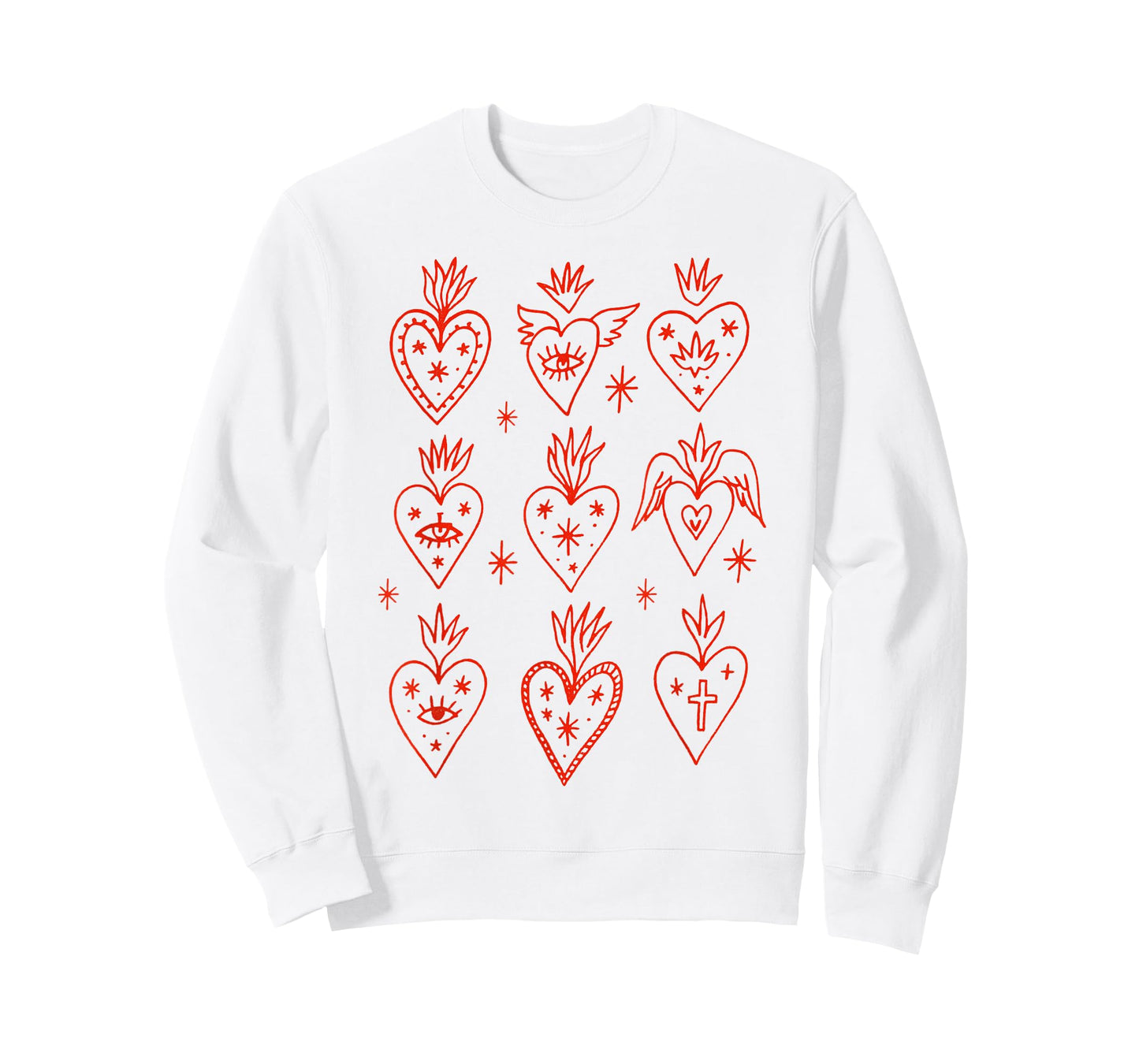 Valentine’s Day Mexican Milagro Gothic Goth Sacred Hearts T-Shirt