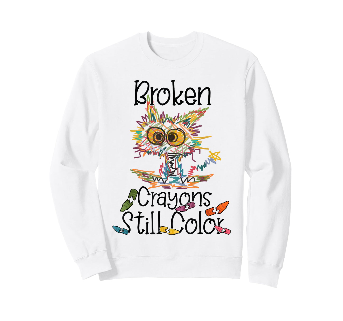 Broken Crayons Still Color Mental Health Awareness Funny Cat T-Shirt