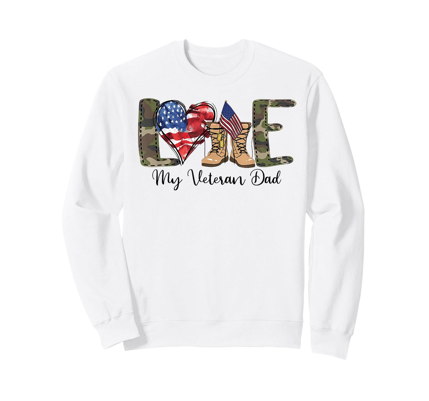 Love My Veteran Dad US Flag Soldier Patriotic Men Father T-Shirt