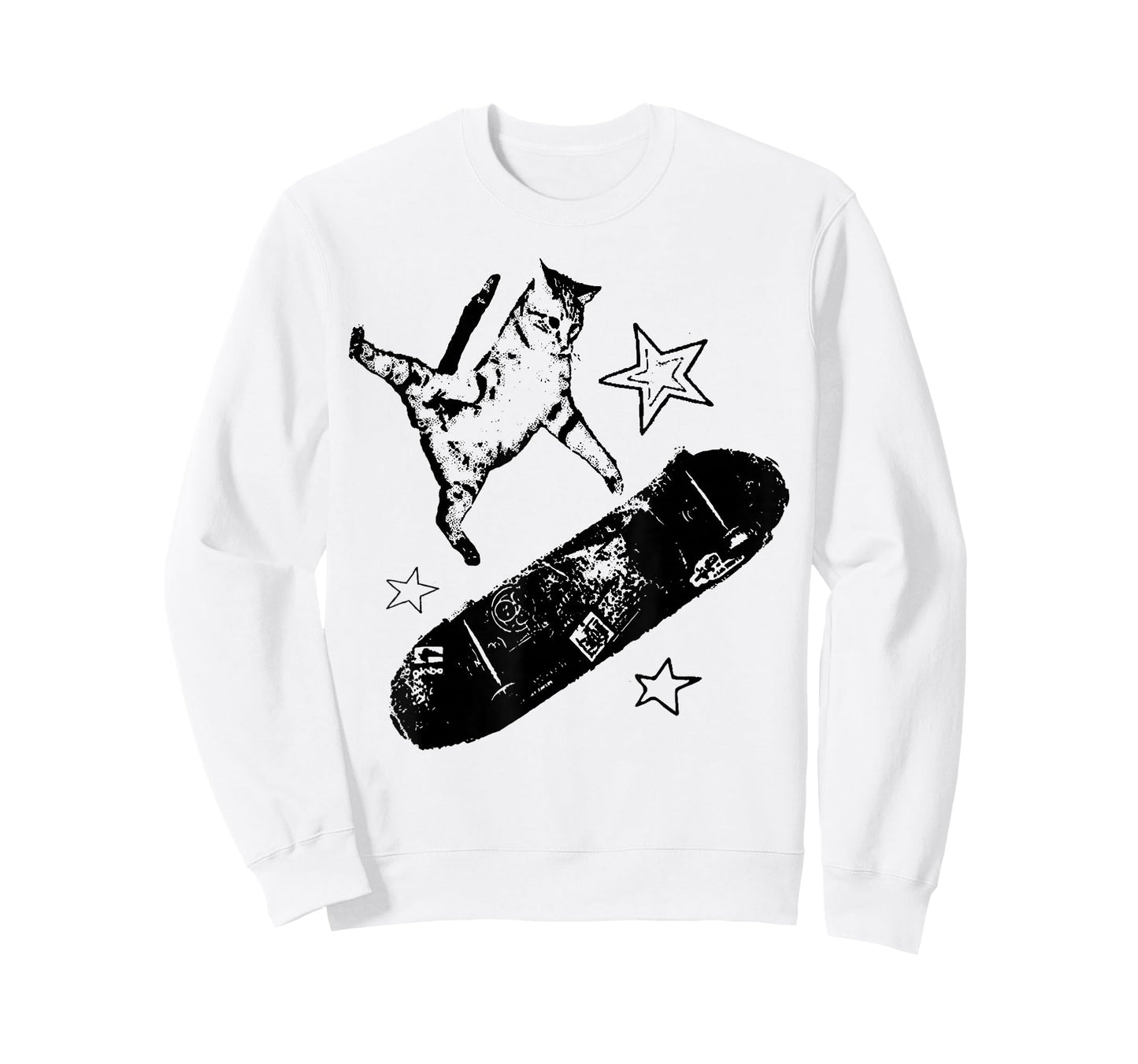 Vintage Skateboard Cat Y2K Funny Silly Kitten Men Women T-Shirt