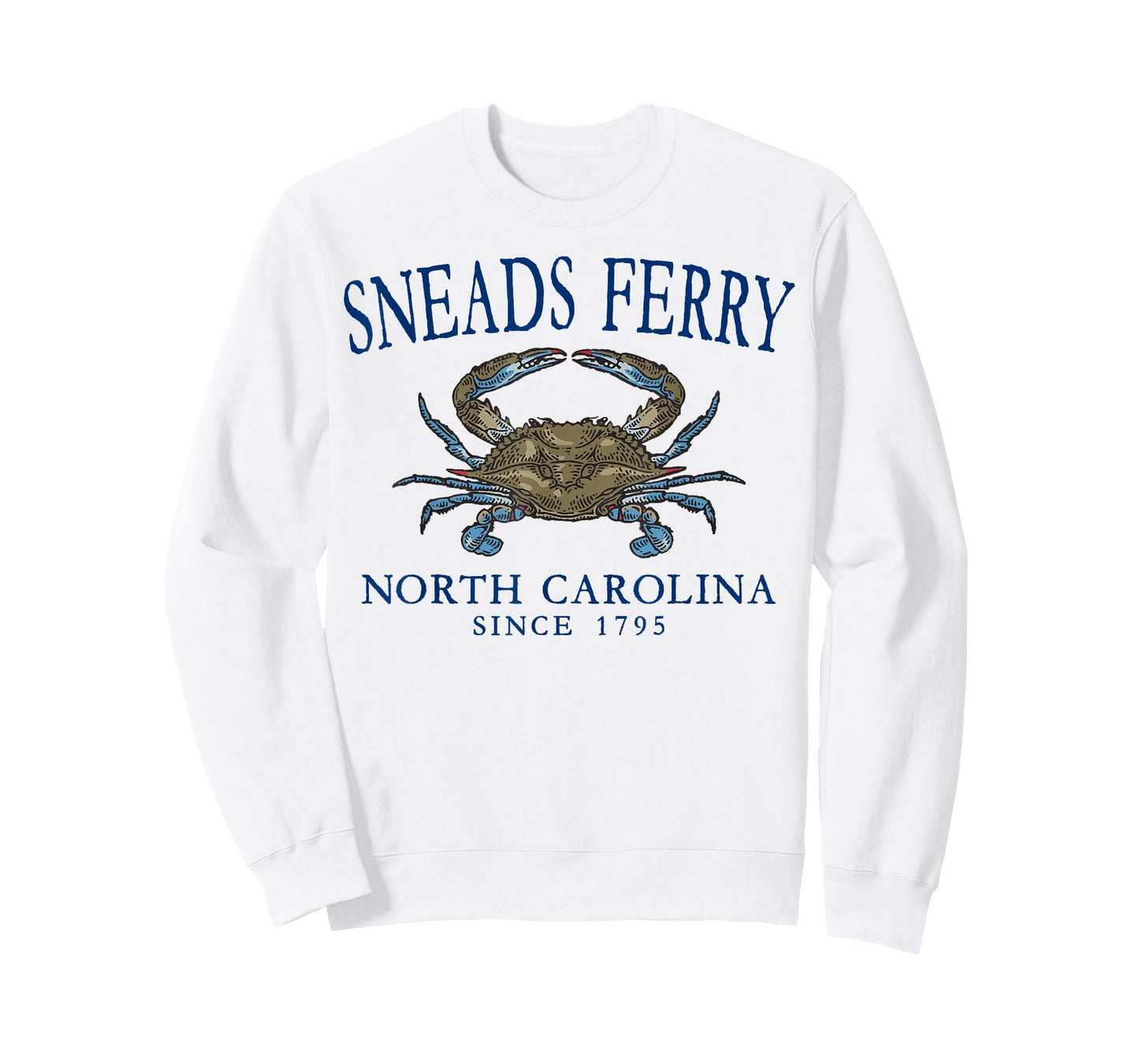 Sneads Ferry NC Crab Town Since 1795 Navy Blue Letters T-Shirt