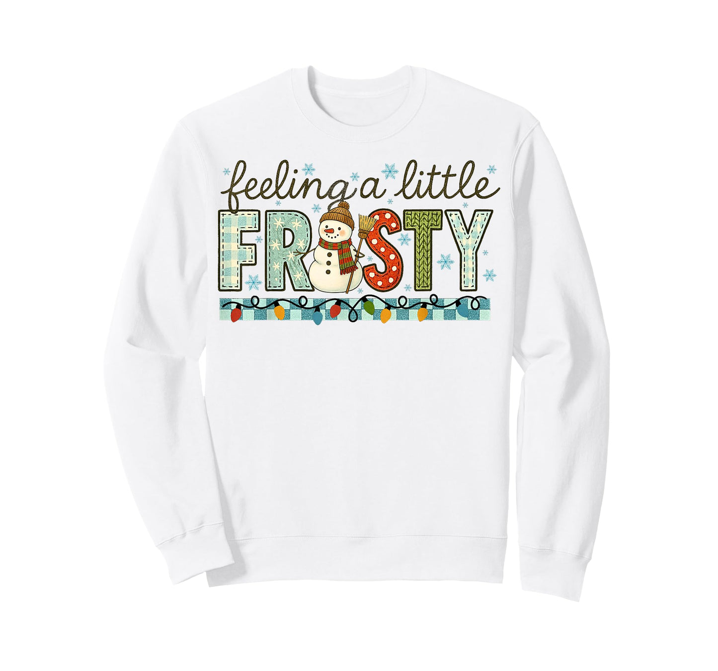 Feeling Little Frosty Snowman Retro Christmas Lights T-Shirt
