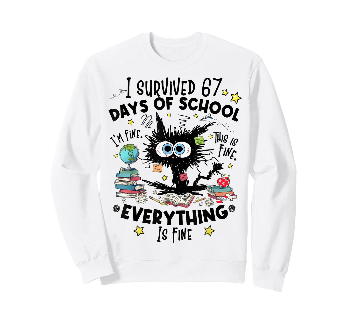 Cat I Survived 67 Days of School Teachers Students Six Seven T-Shirt