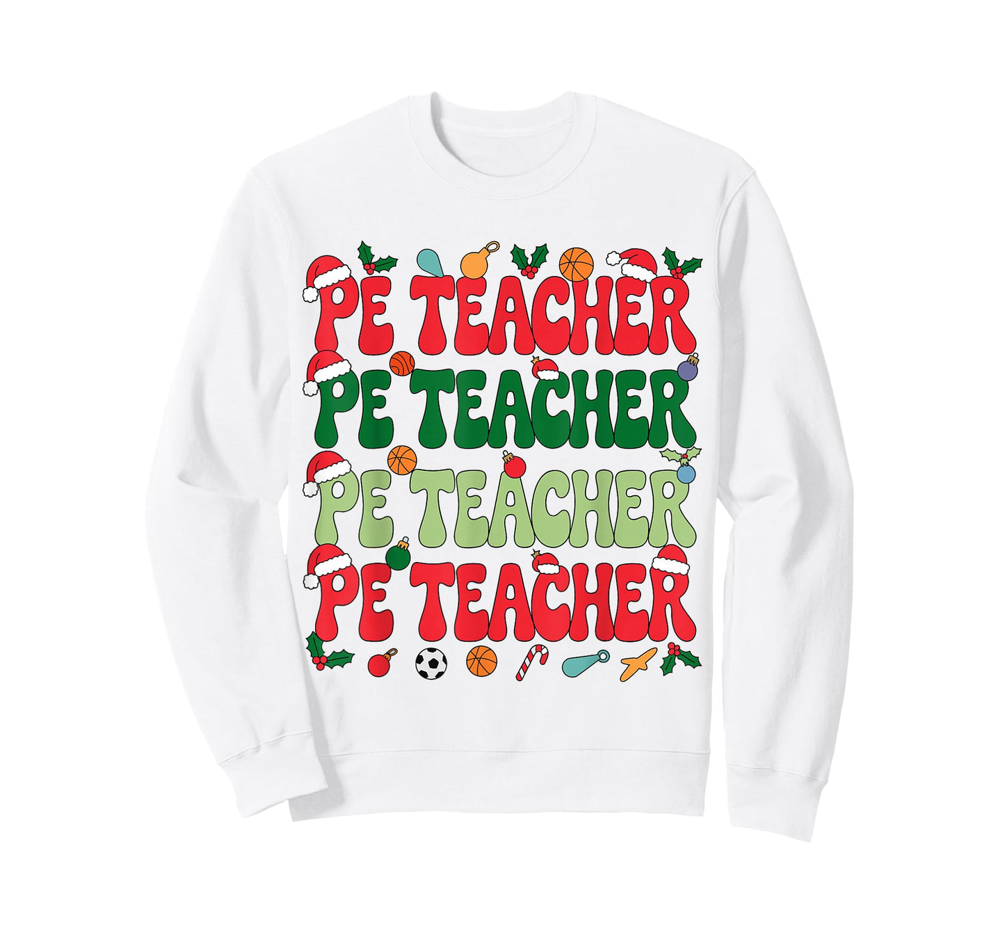 PE Teacher Christmas Retro Physical Education Xmas Men Women T-Shirt