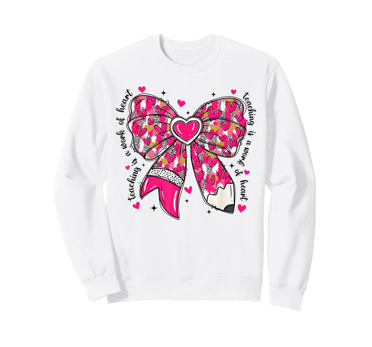 Teaching is A Work of Heart Pencil Bow Teacher Valentine T-Shirt