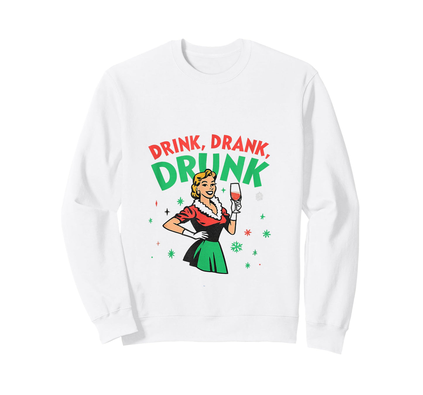 Funny Drink Drank Drunk Retro Christmas Wine T-Shirt