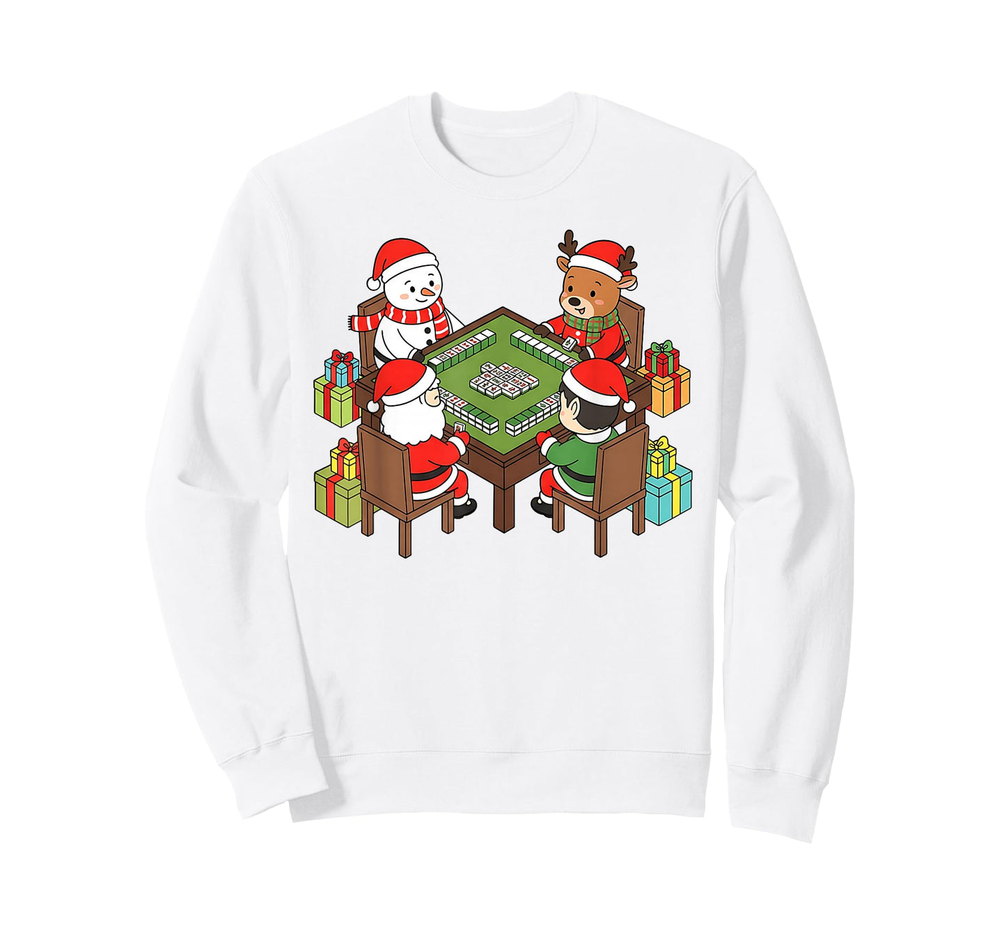 Funny Christmas Mahjong Santa Snowman Elf Reindeer Gift T-Shirt