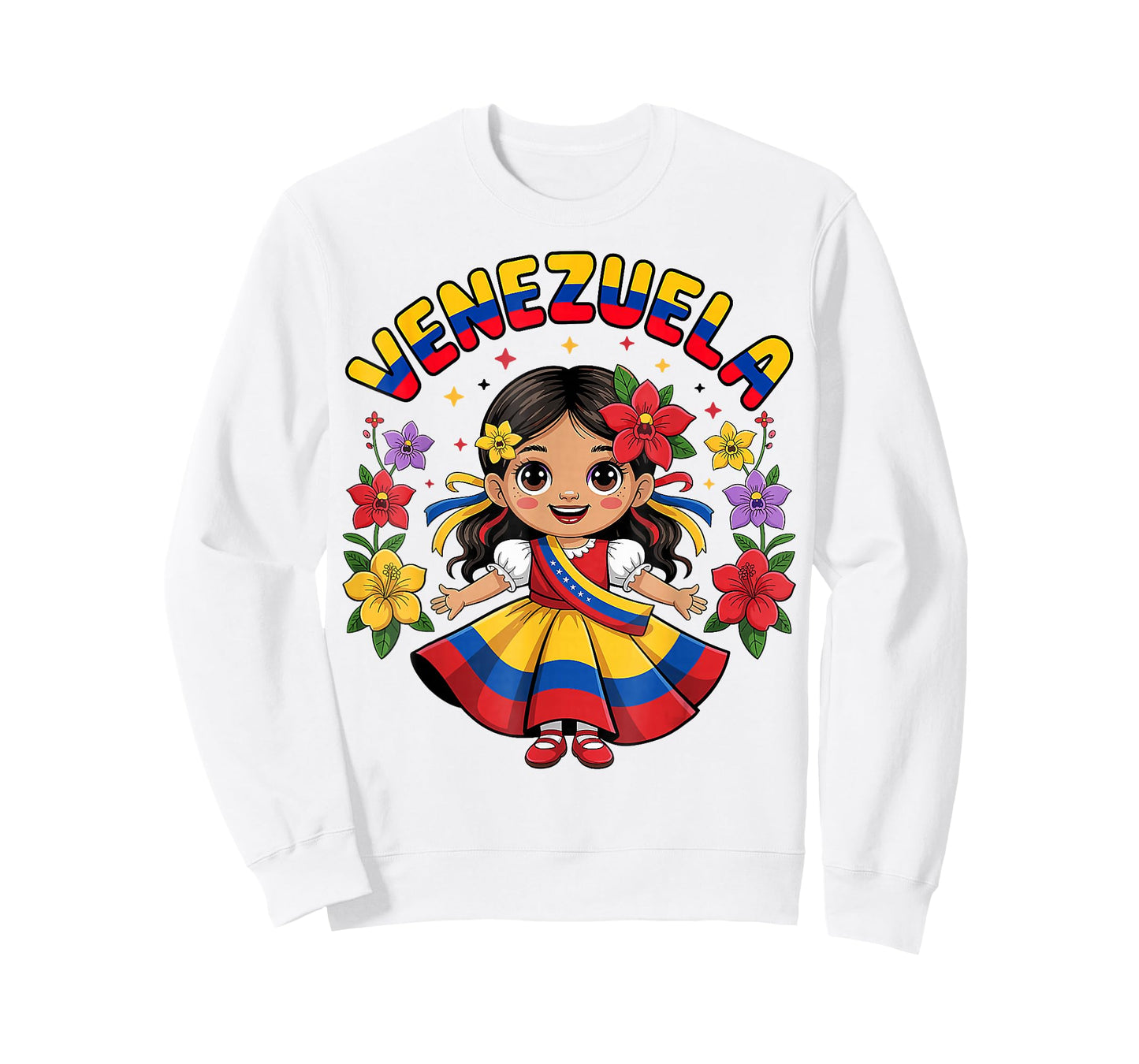 Cute Venezuela Girl Kids Traditional Dress Colorful Art T-Shirt