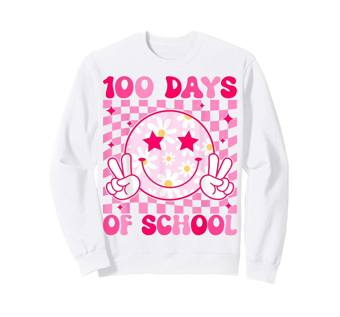 Retro Groovy 100 Days of School Happy Face 100th Day School T-Shirt
