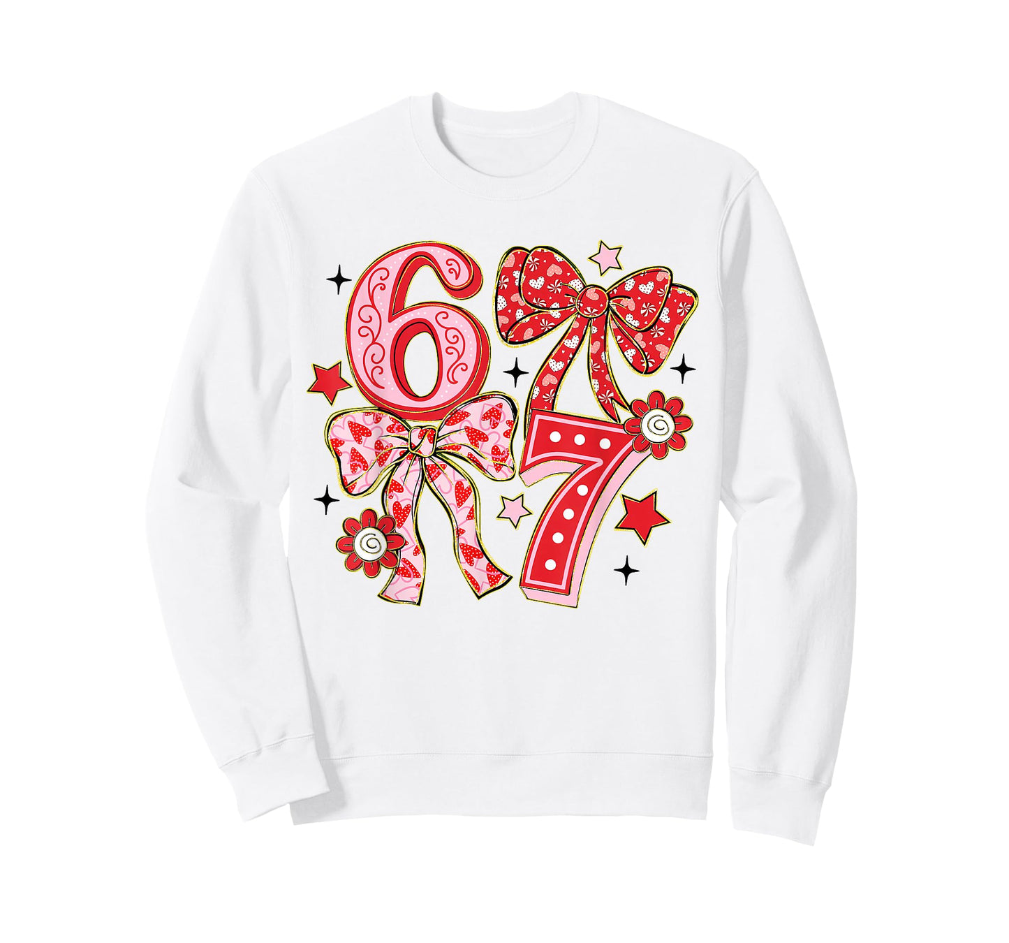 Six Seven 67 Meme Coquette Bow 6 7 Valentines Day Girls Kids T-Shirt