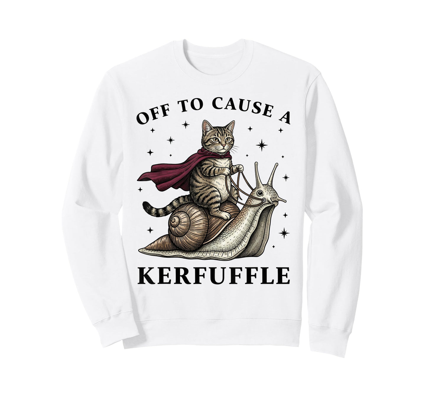 Off to Cause A Kerfuffle Funny Whimsical Cat Meme T-Shirt
