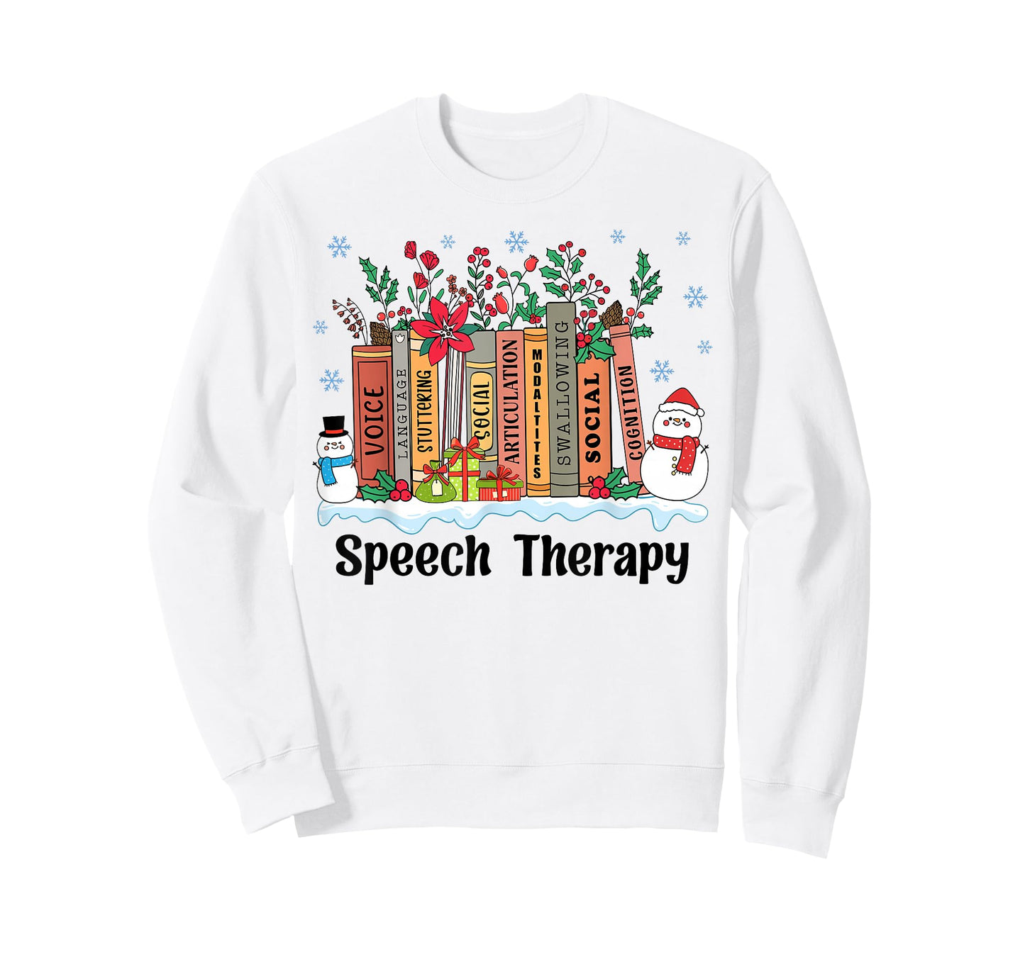 Speech Therapy Christmas Books Speech Language Pathologist T-Shirt