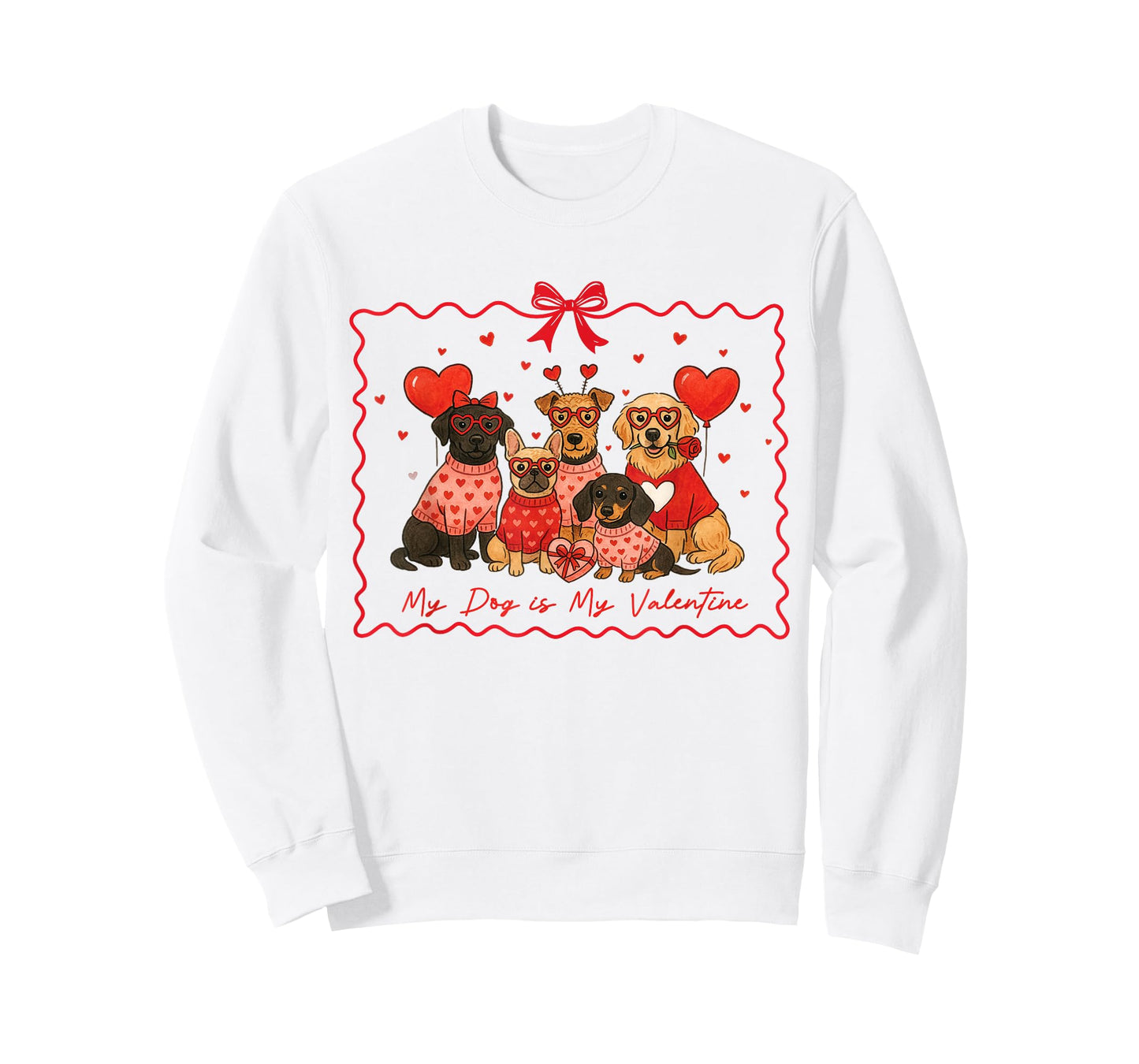 My Dog is My Valentine Cute Pup Squad Heart Glasses Dog Mom T-Shirt