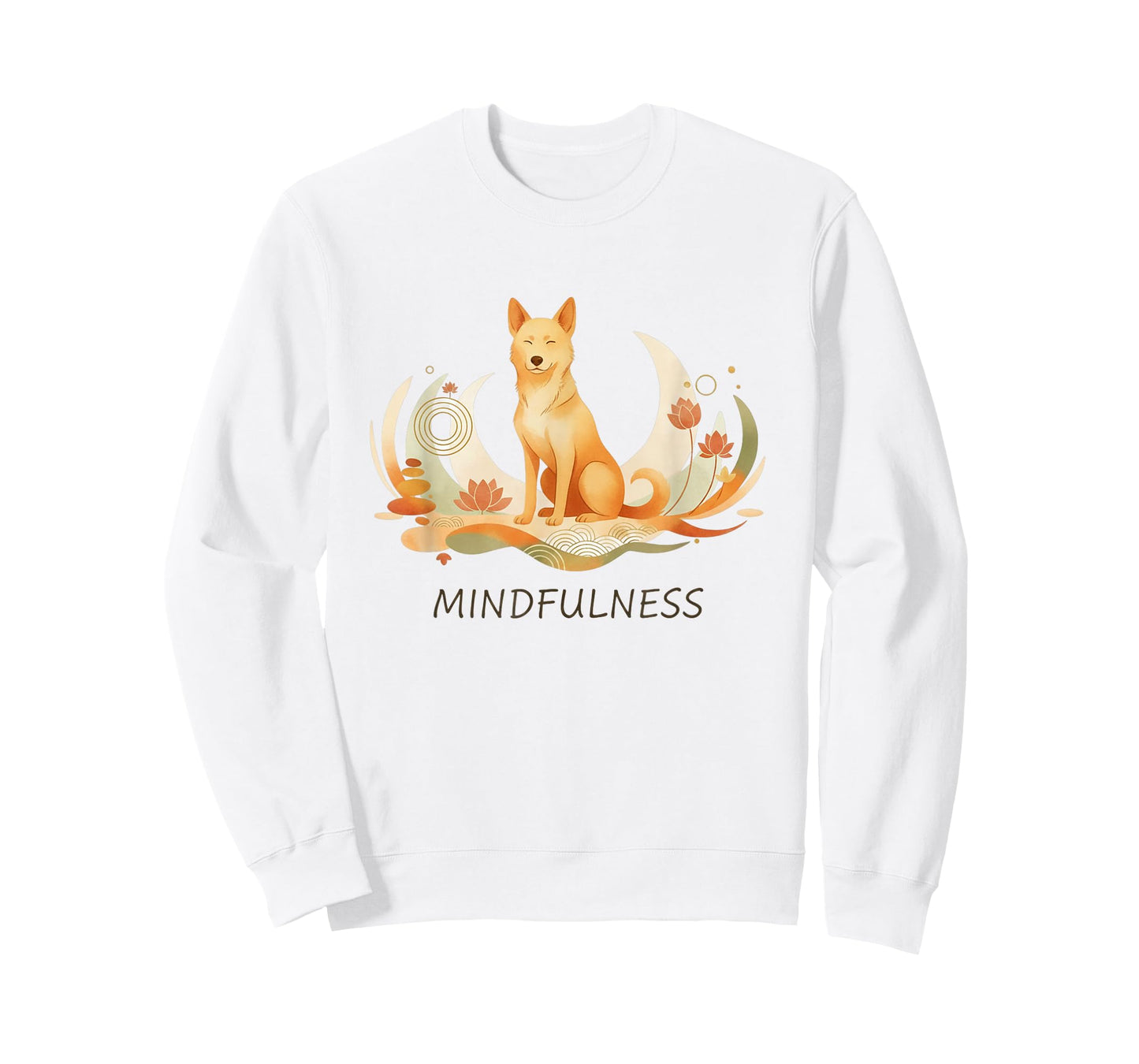Peace Walking Monk Dog Minimalist Zen Art T-Shirt